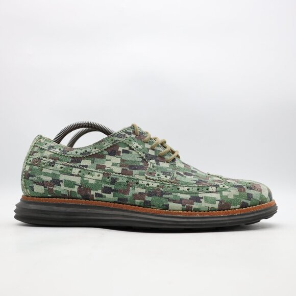 Cole Haan Lunargrand Multi Mosaic Camo Men's Size 9 M Wingtip Oxfords Shoe 12508 - Picture 1 of 9